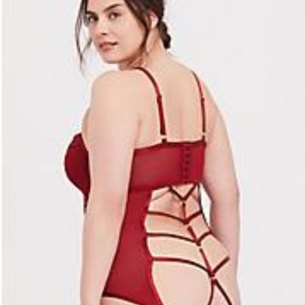 Torrid size 3 bodysuit sexy strappy back harness design